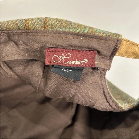 Hawkins Countryman 100% Wool Baseball Cap Hat Adjustable Suede Strap Tweed Plaid - Picture 7 of 8